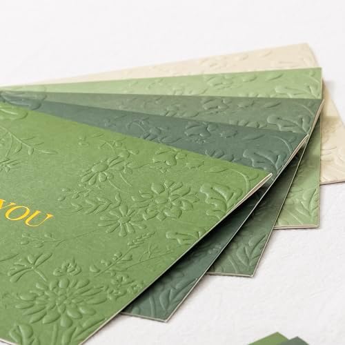 Crisky Bridal Shower Thank You Cards with Envelopes(Sage Green),50 Pack Embossed Floral Thank You Cards for Wedding, Baby Shower, Business, Graduation Party Favors Decorations