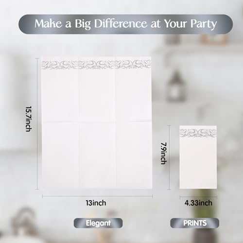 Vplus 400 Pack Paper Napkins, Soft Dinner Napkins, 3 Ply, Silver