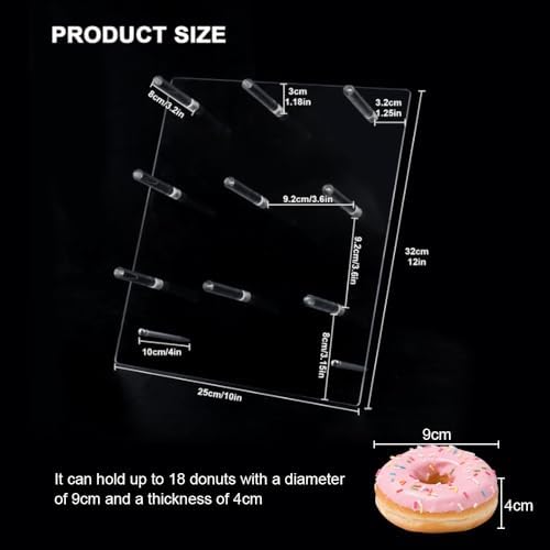 weddingwish Clear Donut Stands, Acrylic Donut Wall Display Stand, 2 Pack Donut Board for Dessert Table, Bagel Doughnuts Holder for Party Birthday Gathering
