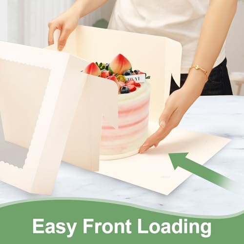 6 Pack Cake Boxes with Window, 10x10x8 Inches, for Wedding Birthday