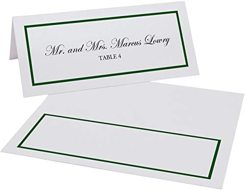 Single Line Border Place Cards, Hunter Green, Set of 25, Pre-cut and Scored