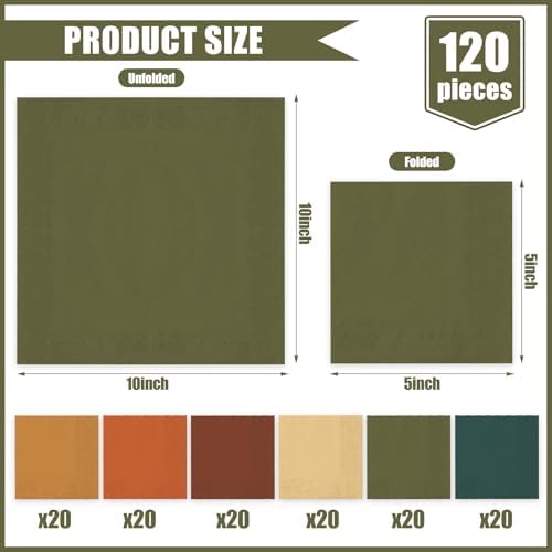 Whaline 120 Pack Fall Cocktail Napkins Disposable Paper Beverage Napkins