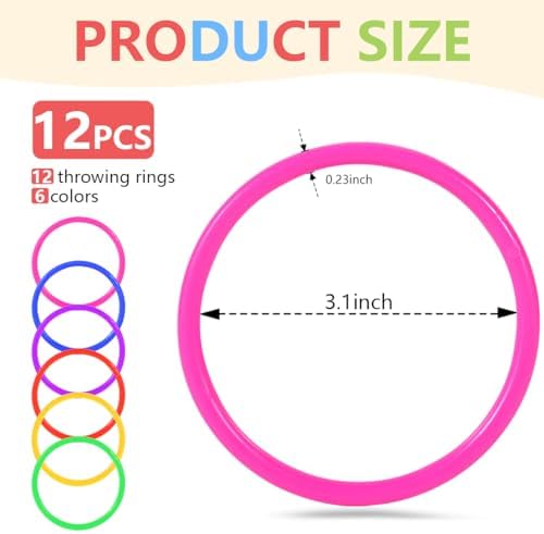 OBTANIM 12 Pcs Plastic 3 Inch Ring Toss Game for Kids and Outdoor Toss Rings for Speed and Agility Practice Game, Random Colors