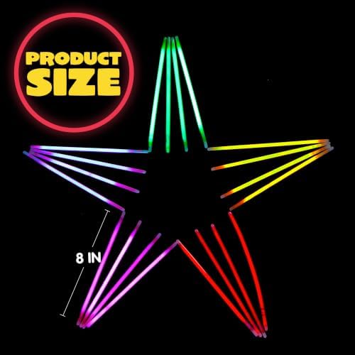 JOYIN 144 Pcs 8" Glow sticks Bulk Party Favors Pack, Neon Glow in the Dark Party Supplies, Light Up Necklaces and Bracelets with Connectors for Halloween, Football, Birthday Decorations