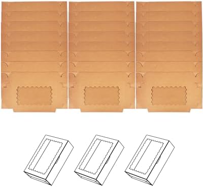 qiqee 50Pcs Brown Cookie Box with Window 9x6x2.5 inch Pastry Macaron Bakery Box For Packaging