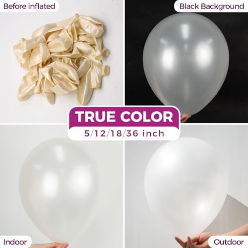 Bezente Pearl White Balloons Latex Party Balloons 100 Pack 12 inch