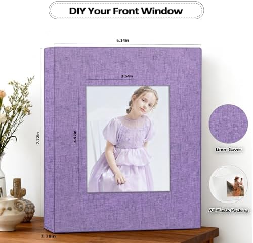 Popotop 2 Pack Photo Album 5x7 Pictures, Small Linen Slip-in Photo Albums Book for 80 Photos with 40 Pockets, Birthday Gifts for Women Mom Family Baby
