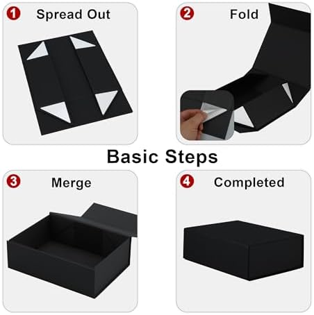 Tlpmsk Black Gift Boxes With Lids,9.7x7.2x3.3 Inch,Magnetic Box for Present