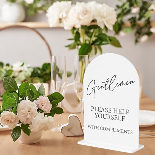 Gentlemen Wedding Bathroom Basket Sign Wedding Engagement Bridal Shower Ceremony Reception Event Party Bathroom Basket Acrylic Decor 5"x7"