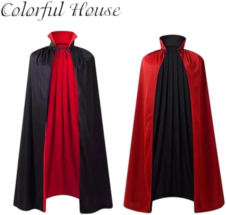 Adult Stand Collar with Hood Reversible Cloak Masquerade Cape for Halloween