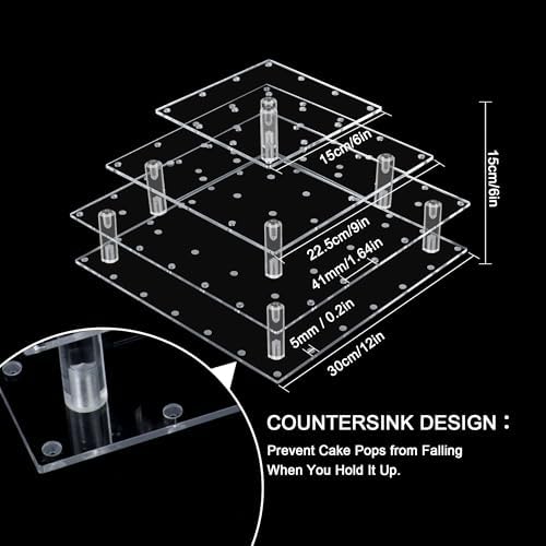 YestBuy Cake Pop Display Stand For Drying, 56 Hole Cake Pop Holder , 3 Tiered Lollipop Holder For Party Candy Bar Dessert Table