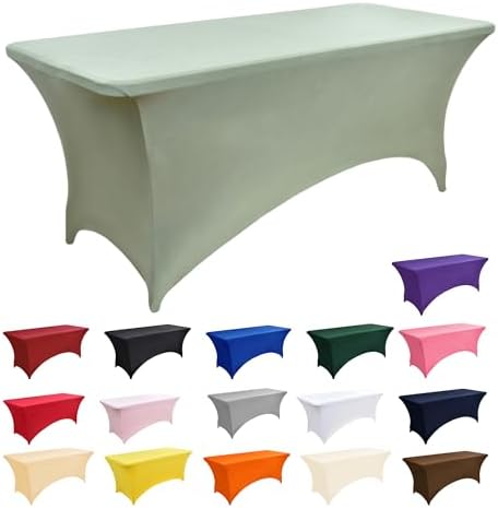 2-Pack 4ft Spandex Table Covers for Rectangular Folding Tables - Wrinkle Resistant Stretch Tight Table Cloths - Ultimate Fitted Table Protector for Parties, Banquet, and Wedding