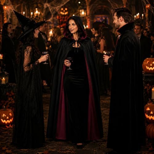 Vampire Hooded Cape Halloween Witch Cloak Cosplay Masquerade Costumes