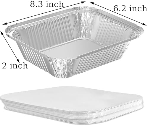 WANBAO 8.3"x6.2" 2.25LB Disposable Tin Foil Pans with Lids, 150 PACK