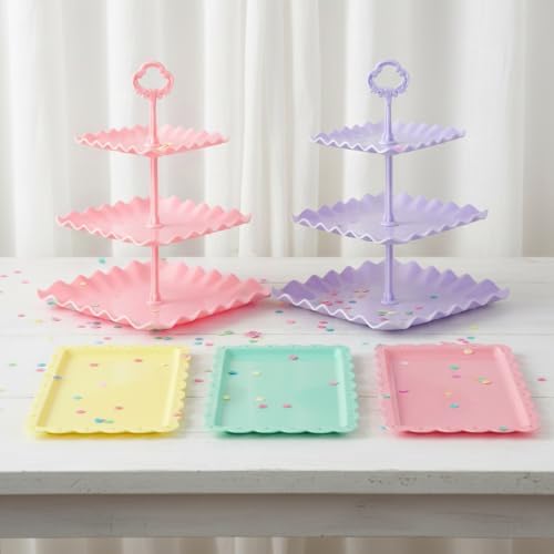NWK 5-Piece Cupcake Stand & Appetizer Trays Set (Colorful)