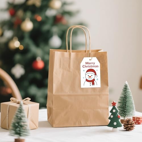 joycraft 50Pcs Merry Christmas Tags with String, Snowman Gift Tags