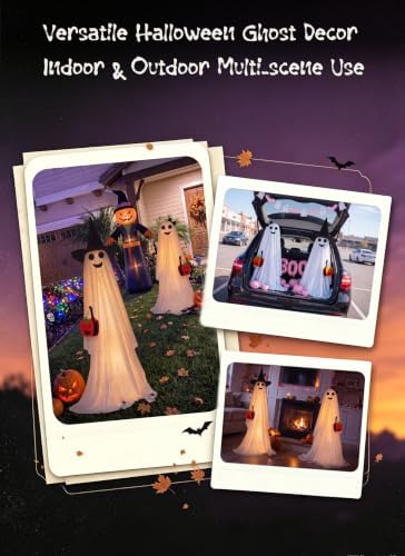 Minetom 2 Pack Outdoor Halloween Ghost Decorations, Light Up Ghosts