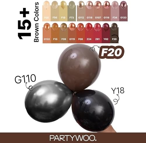 PartyWoo Dark Brown Balloons 140pcs Boho Coffee Neutral Different Sizes