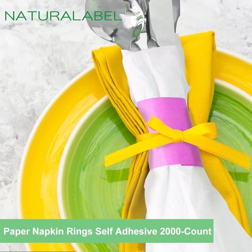NATURALABEL Self-Adhesive Napkin Bands, Pack of 2,000, Pink
