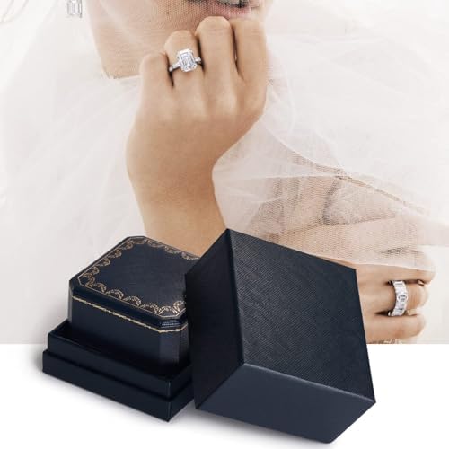 Oirlv Ring Box for Proposal and Wedding,Antique Ring Gift Box,Blue