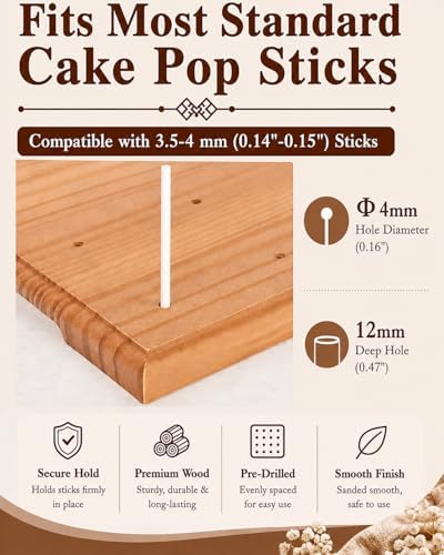 24 Hole Wooden Cake Pop Stand, Cake Pop Holder for Drying
