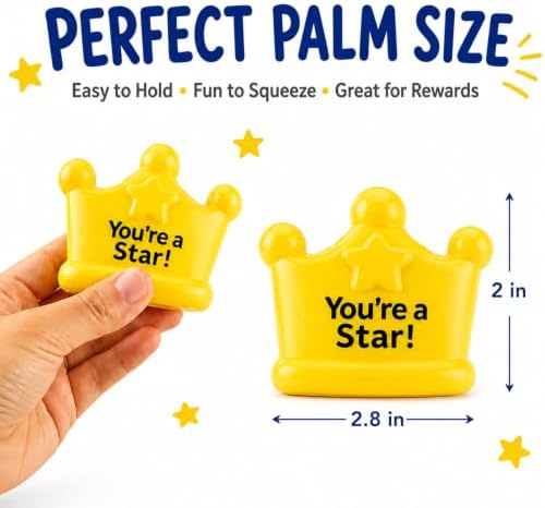 12 Pack You’re a Star Squishy Toys Bulk for Kids, Classroom Prize Rewards, Goodie Bag Stuffers, Treasure Box Toys, Carnival Game Prizes, Party Favors & Kids Rewards (Crown)