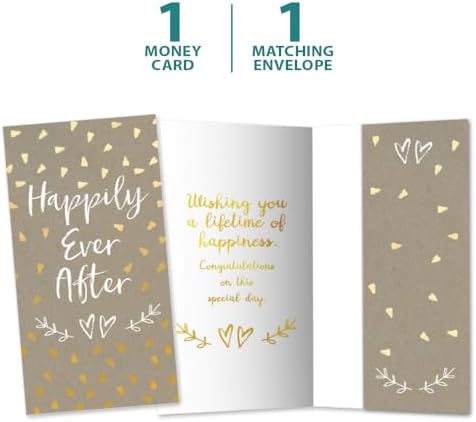 Tree-Free Greetings - Wedding Money Holder Greeting Card - Artful Designs - 1 Money Holder Card + Matching Envelope - Made in USA - 100% Recycled Paper - 3.7 x 7 - Happily After Today (ZO70241)