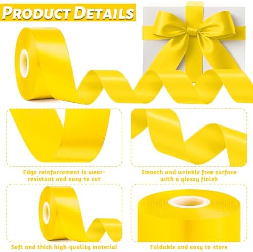 30 Yards 1 1/2 in Yellow Ribbon for Gift Wrapping Birthday Christmas Party