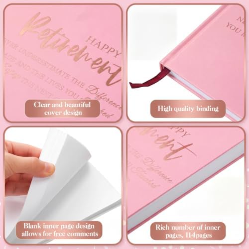 Retirement Guest Book with 2 Markers 8.7'' Square, Pink, Fresh