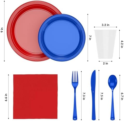 Exquisite 350 Pcs Patriotic Plates and Napkins Party Supplies Plate Sets