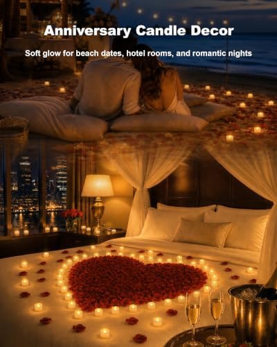 Homemory 50-Pack Flameless Tea Lights Candles Battery Operated, 200+ Hours