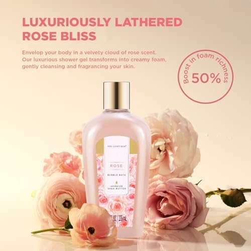 Spa Luxetique Spa Baskets for Women Gift, Womens Spa Gift Baskets, 15pcs Rose Spa Sets, Spa Kit Includes Body Oil, Bubble Bath, Bath Sets for Women, Mothers Day Gifts