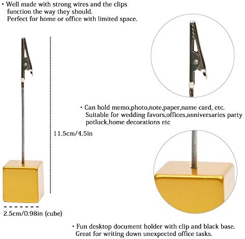 10pcs Table Number Holder Name Place Card Holder Memo Clip Holder Stand Note Holder Pictures Card Paper Menu Clip (Gold)