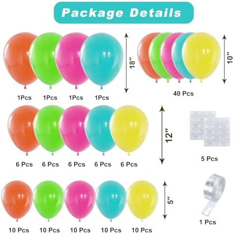 Tropical Balloons Arch Kit, 124pcs Summer Balloons