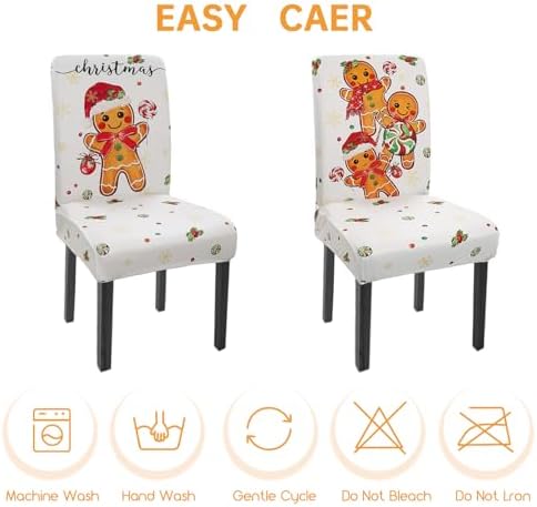 Christmas Chair Covers Set of 6 Gingerbread Winter Parsons Chair Slipcovers
