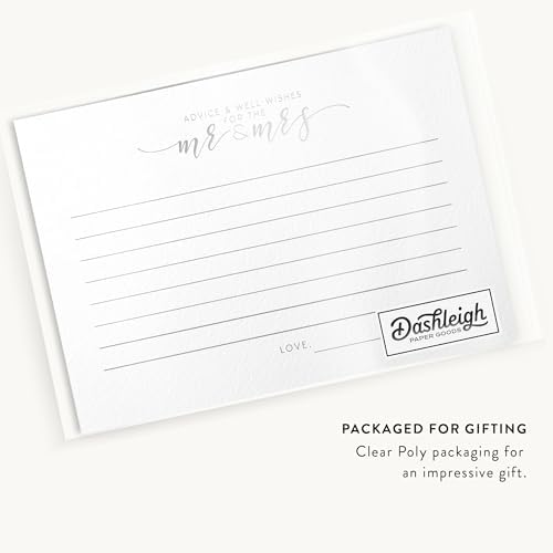 Dashleigh Bridal Shower Advice Cards - 50 Gold Foil Recipe & Newlywed Advice Cards, 4x6 Wedding Games Activity, Double-Sided Bridal Shower Decorations & Gifts (200, Silver Foil)