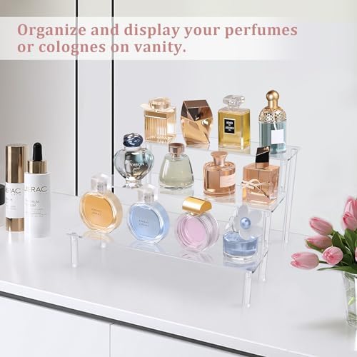 AZEAM Acrylic Display Riser, Clear Perfume Organizer, 3 Tier Cupcake Stand