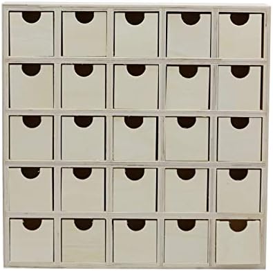 Creative Hobbies 25 Drawer Wooden Advent Calendar, DIY Unfinished Storage Box, Ready to Decorate, Pre Assembled, Storage Organizer