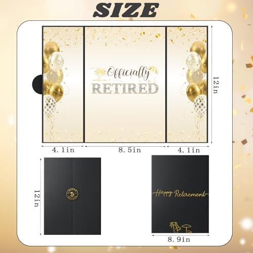 Retirement Party Decorations, Large Retird Card Signing Farewell Party Decorations Happy Retirement Guest Book Creative retirement Card for Men Women (Black Gold)