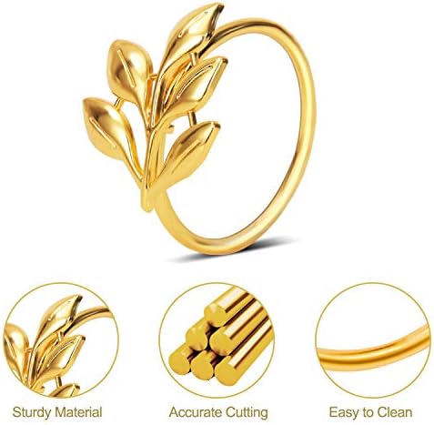 KPOSIYA Gold Napkin Rings Set of 300, Leaf Napkin Holder for Thanksgiving