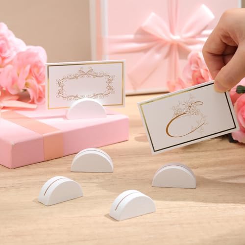 Colingmill 24 Pcs Wooden Table Number Stands with Tented Cards,White