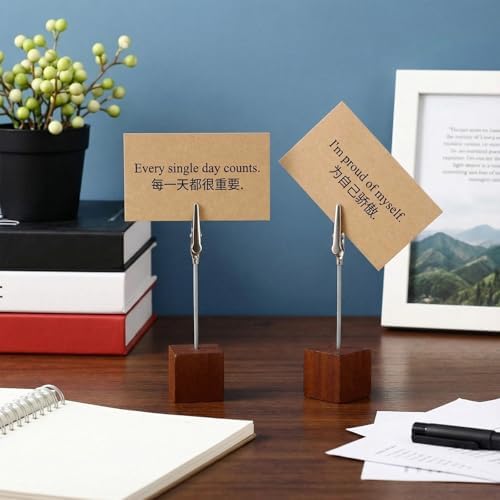 100 Pcs Cube Base Memo Clip Holder with Alligator Clip, Brown