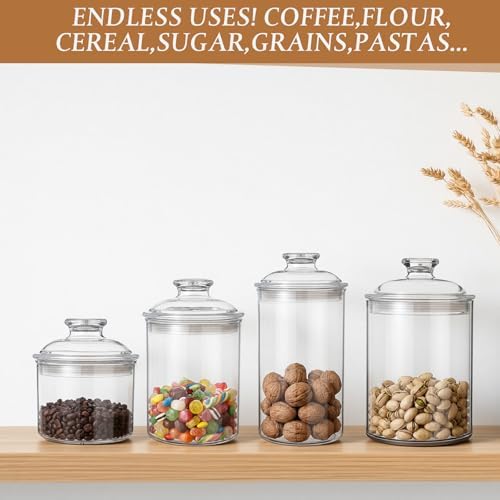 Suclain 4 Pack Acrylic Cookie Candy Jar with Lid, 14oz,24oz,34oz,50oz