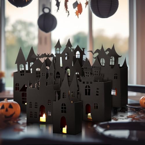 12 Pcs 11.8 Inch Halloween Haunted House Lantern Sets