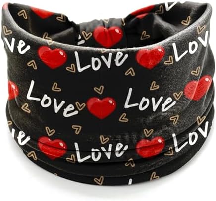 IDDFEVE 4Pcs Valentine's Day Headbands for Women - Red & Black Love Lettering Holiday Hair Bands, Festive Present Heart Hair Accessories