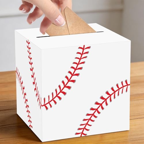 Hxezoc Baseball Card Box Sports Party Favors Post Box Cardboard Receiving Money Holder for Baseball Theme Wedding Reception, Baby Showers, Anniversary, Birthday Party, Table Centerpiece Decorations