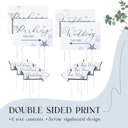 Wenqik 10 Pcs Seashell Wedding This Way Directional Parking Signs Outdoor