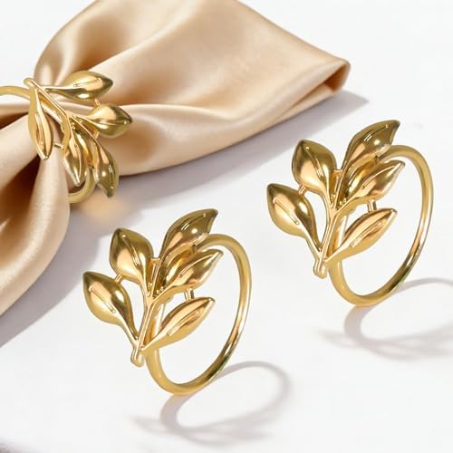 Leaf Napkin Rings Set of 100 Metal Napkin Rings Bulk Table Napkin Ring Suitable for Valentine Thanksgiving Banquets Table Parties and Everyday