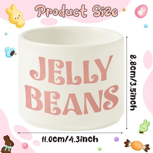 Easter Candy Dish Cauldron - Mini Ceramic Candy Bowl Tiered Tray Centerpiece Decoration, Easter Snack Serving Bowl Table Wishes Accents for Party Birthday Home Kitchen Events (Jelly Beans)