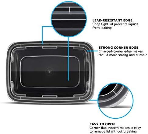 Freshware Meal Prep Containers 1 Compartment Food Storage Containers with Lids, Bento Box, BPA Free, Stackable, Microwave/Dishwasher/Freezer Safe (28 oz), 50 Count (Pack of 1)